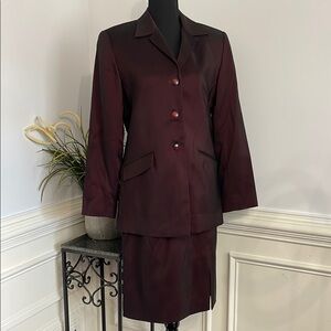 Anna Carole Black Red Iridescent Lined Skirt Blazer JacketSuit Set 8